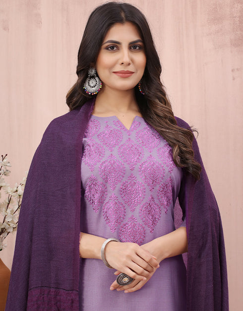 modern lavender cotton slub designer party wear readymade salwar suit with lavender cotton slub of-13732-acy4531 Back View